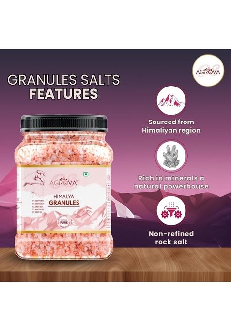 OS AGROVA Himalayan Rock Salt Granules 1kg Natural, Unrefined, Mineral-Rich Pink for Cooking, Bath, and Wellness.