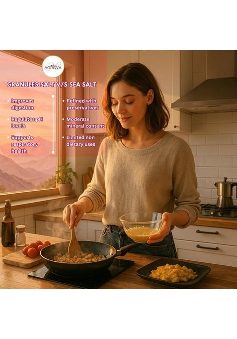 OS AGROVA Himalayan Rock Salt Granules 1kg Natural, Unrefined, Mineral-Rich Pink for Cooking, Bath, and Wellness.