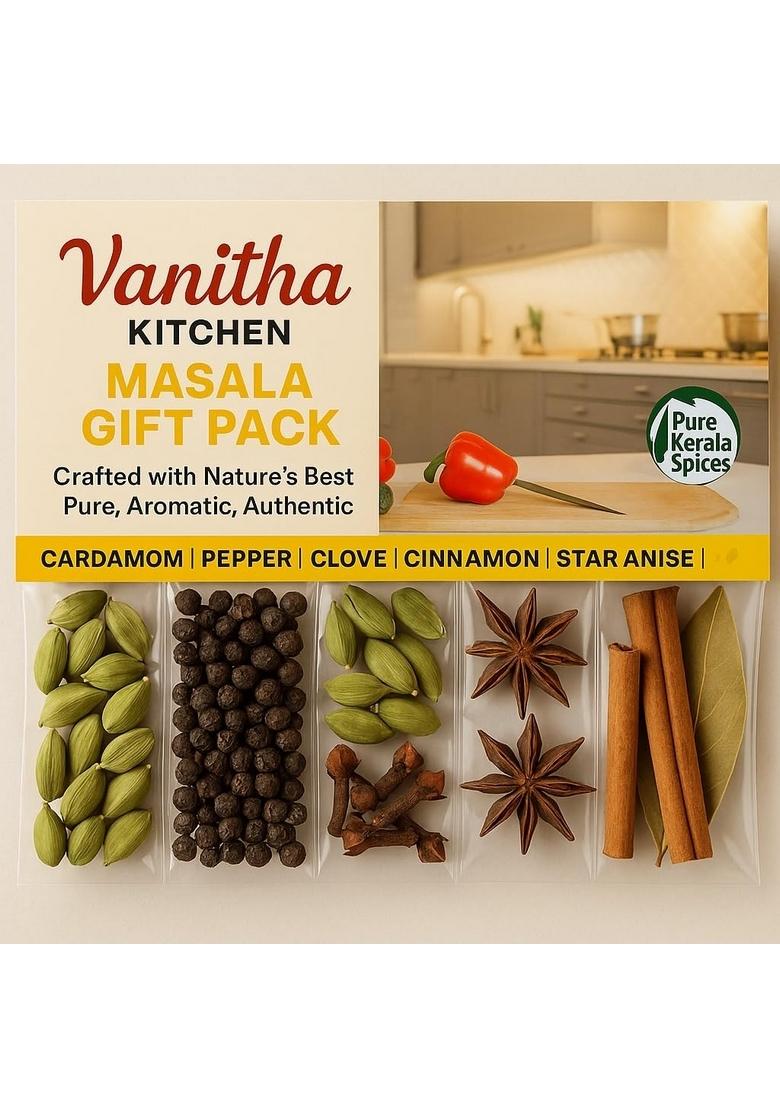 VANITHA KITCHEN Masala Gift Pack with Cardamom, Pepper, Clove, Cinnamon, Star Anise, Pure Kerala Spices