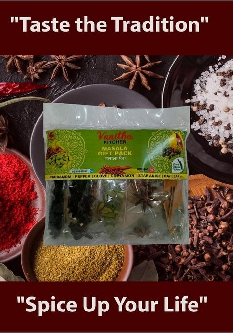 VANITHA KITCHEN Masala Gift Pack with Cardamom, Pepper, Clove, Cinnamon, Star Anise, Pure Kerala Spices