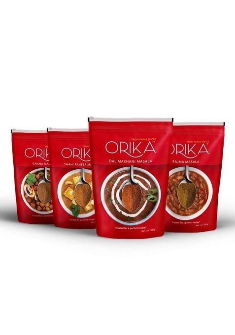 Orika Shahi Paneer Masala, Chana Rajma Dal Makhani Masala (Pack of 4, 100gms Each)
