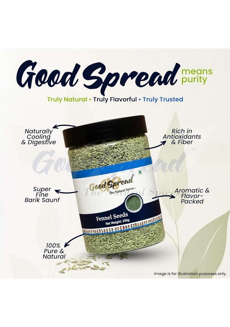 GoodSpread Organically Grown Barik Saunf 250 grams - Small Fennel Seeds for a Flavorful and Aromatic Experience Mouth Freshner - Indya