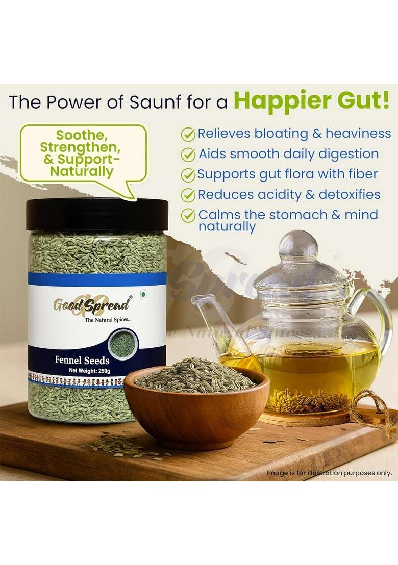 GoodSpread Organically Grown Barik Saunf 250 grams - Small Fennel Seeds for a Flavorful and Aromatic Experience Mouth Freshner - Indya