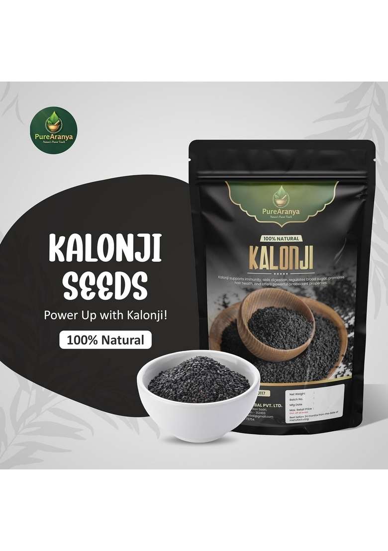 PureAranya Pure Natural Kalonji Seeds 100g - Premium Nigella | For Hair Growth 100% Indian Superfood Add flavour to curries (Pack of 1) - Indya