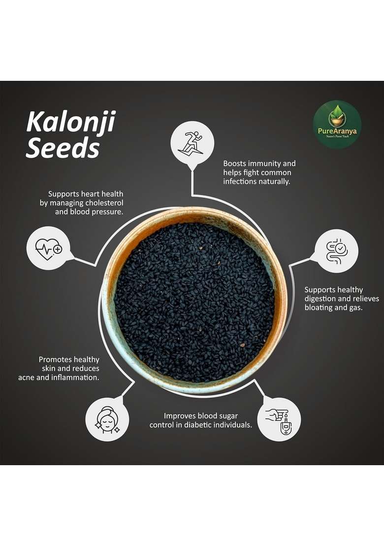 PureAranya Pure Natural Kalonji Seeds 100g - Premium Nigella | For Hair Growth 100% Indian Superfood Add flavour to curries (Pack of 1) - Indya