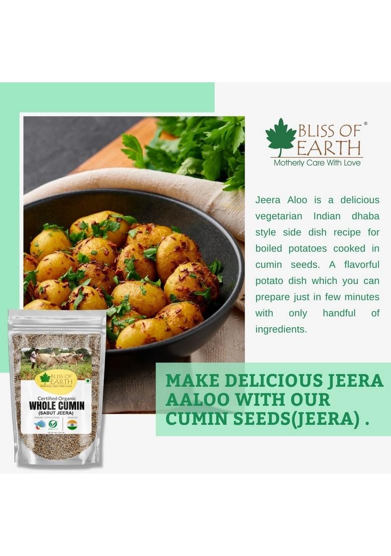 BLISS OF EARTH 1kg Organic Cumin Seed Jeera Whole Spice, Sabut best for cooking