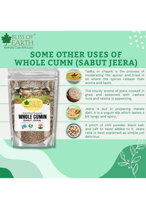 BLISS OF EARTH 1kg Organic Cumin Seed Jeera Whole Spice, Sabut best for cooking