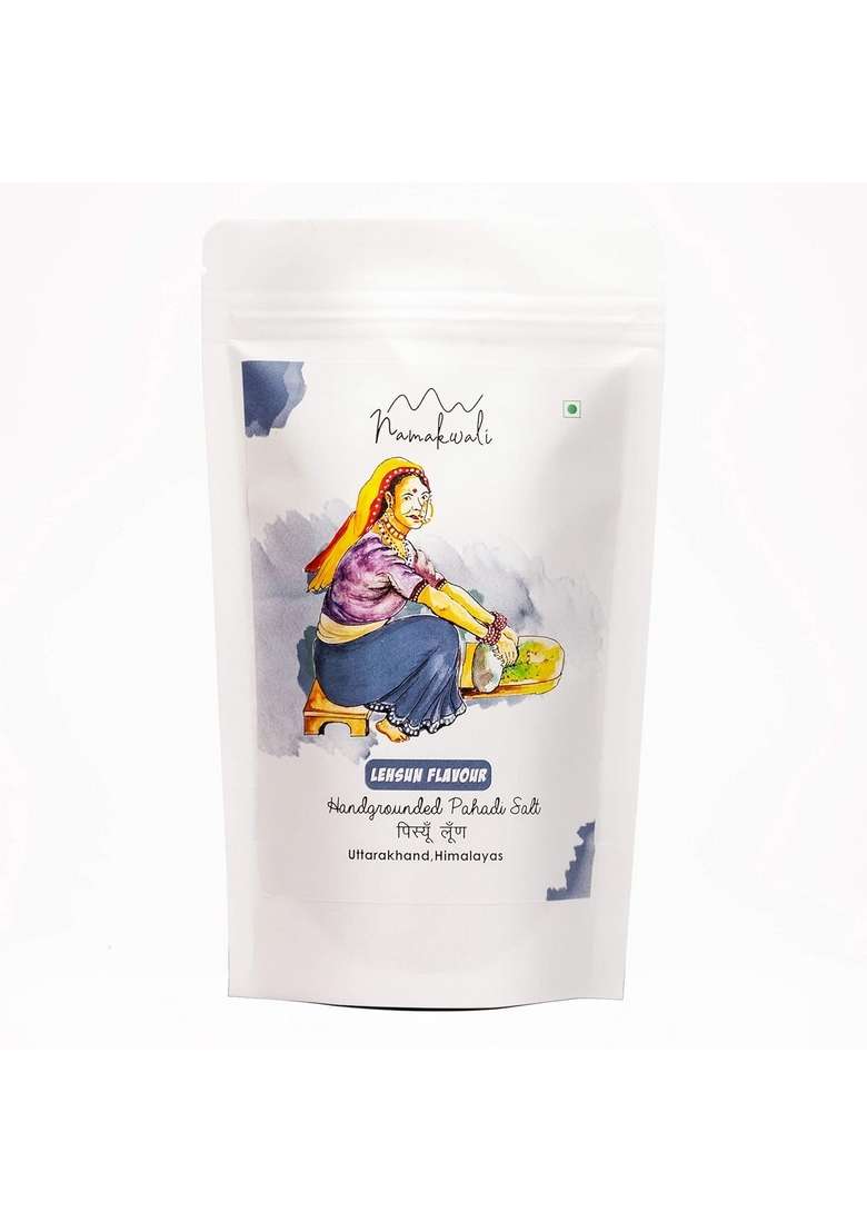 Namakwali Flavoured Pahadi Salt Garlic (lehsun) Seasoning, 200gm | Seasoning mix for Popcorn, Noodles, Salad, Raita, Juice, Fruits, Makhana| 100% Organic, No Chemicals SharkTank India Product - Indya