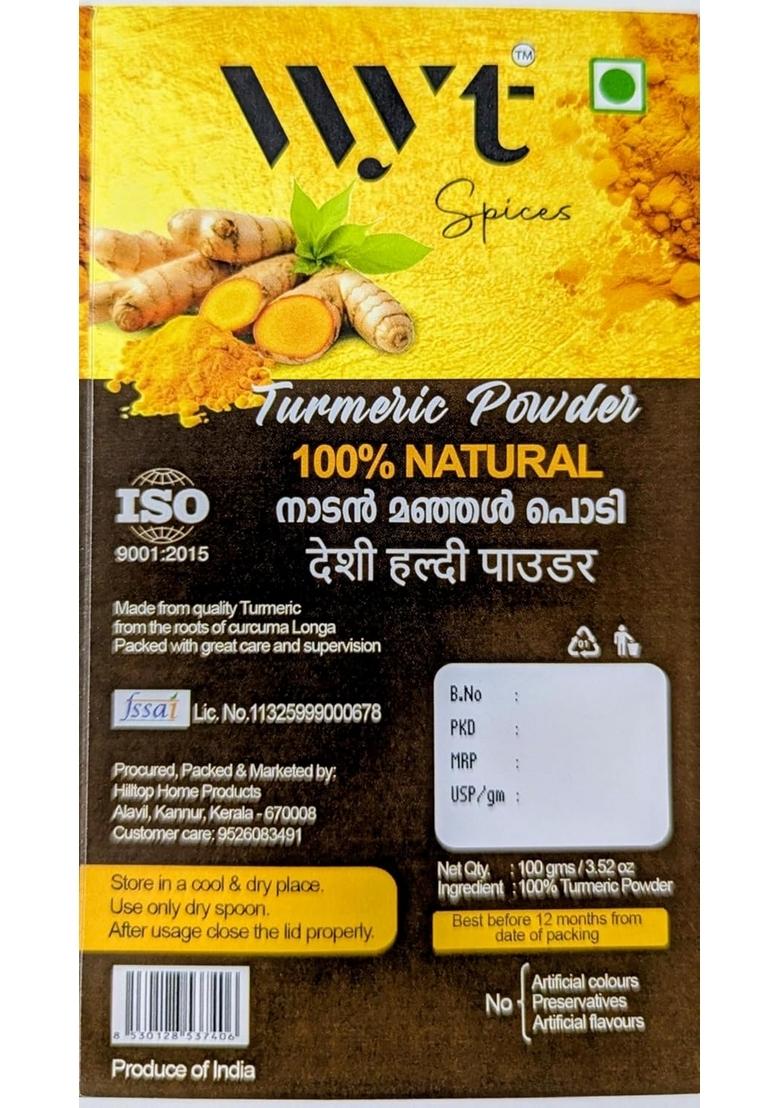 Wyt Spices Turmeric Powder, 100% Natural, ISO 9001:2015 Certified, Pure Curcuma Longa, 300g (pack of 3, 100gms each)