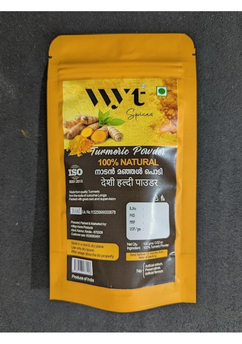 Wyt Spices Turmeric Powder, 100% Natural, ISO 9001:2015 Certified, Pure Curcuma Longa, 300g (pack of 3, 100gms each)