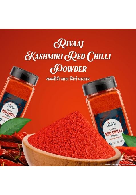 RIVAAJ Kashmiri Red Chilli Powder- 200g each| pack of 2 | Pure & Natural No Artificial Flavours, Colours or Preservatives Authentic Taste with Exclusive Recipe Lal Mirch Powder