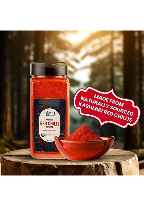 RIVAAJ Kashmiri Red Chilli Powder- 200g each| pack of 2 | Pure & Natural No Artificial Flavours, Colours or Preservatives Authentic Taste with Exclusive Recipe Lal Mirch Powder