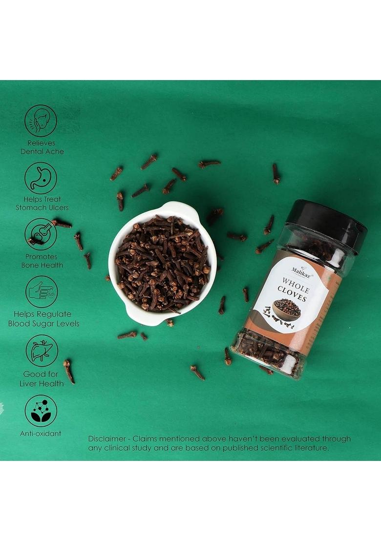 Malikaz' The Royale Taste Whole Cloves Jar, 50 Gm | Intense 100% Natural No Additives Easy to Provide Subtle Sweetness But Plenty of Warmth Any Dish