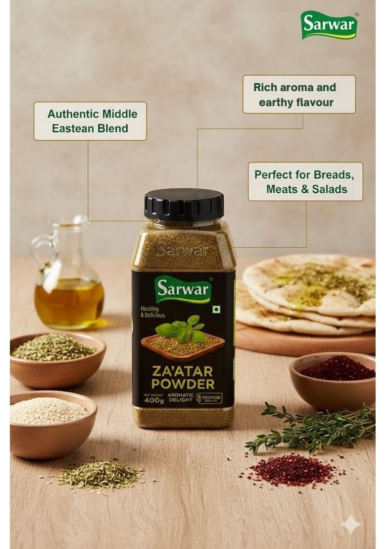 SARWAR Za atar Powder 400g Jar | Aromatic Middle Eastern Blend| spice mix| Authentic (Seasoning) Herb For Cooking| Blend