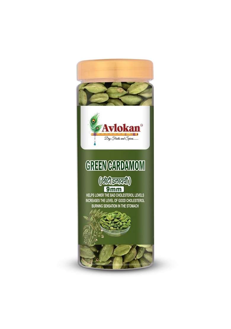 Avlokan Natural Whole Cardamom Green 9mm-100gm| Elaichi | Big Size Hari/Cardamom from Wayanad Kerala No Artificial Colors or Preservatives - Indya