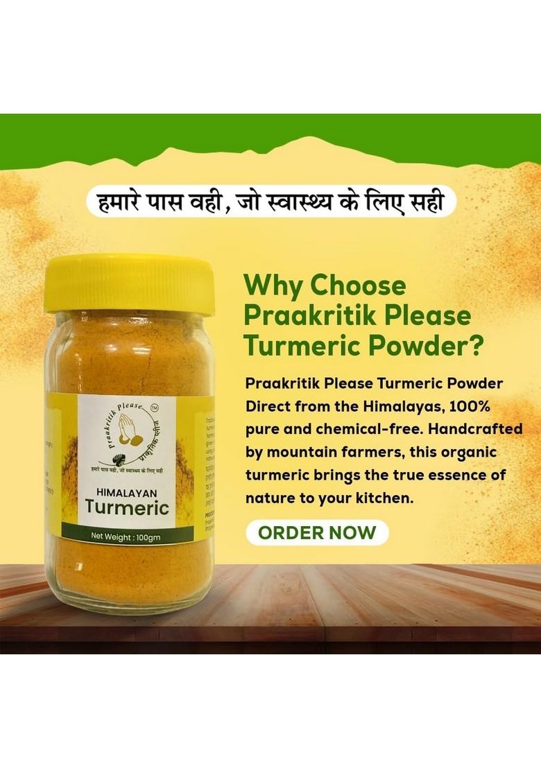 Praakritik Please Himalayan Turmeric Powder, 100g, Pure Spice from Uttarakhand
