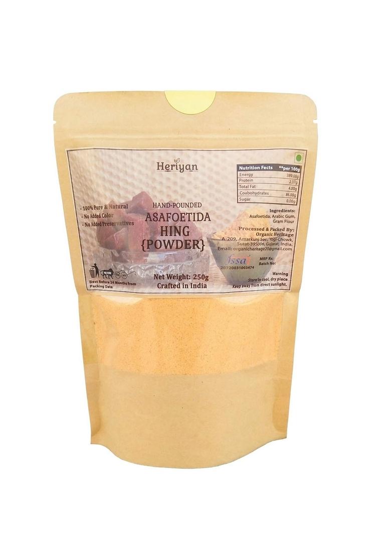 Heriyan Hing/Asafoetida 100% Pure and Natural | Chemical Free, Strong & Aromatic Hing (Raw Powder) (Powder, 250g)