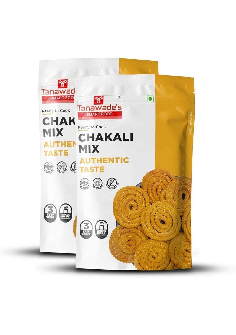 Tanawade’s Smart Food Chakali Bhajani Mix – Ready‑to‑Cook Premium Maharashtrian Snack Flour | Pack of 2 × 200 g Authentic Hand‑Picked Spices Vegetarian, No Preservatives - Indya