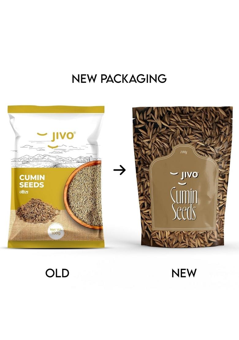 JIVO Cumin Seeds | Fresh, Aromatic & Natural Spice for Cooking No Added Colours or Preservatives Perfect Baking, Seasoning, and Flavoring Gluten-Free, Whole Jeera