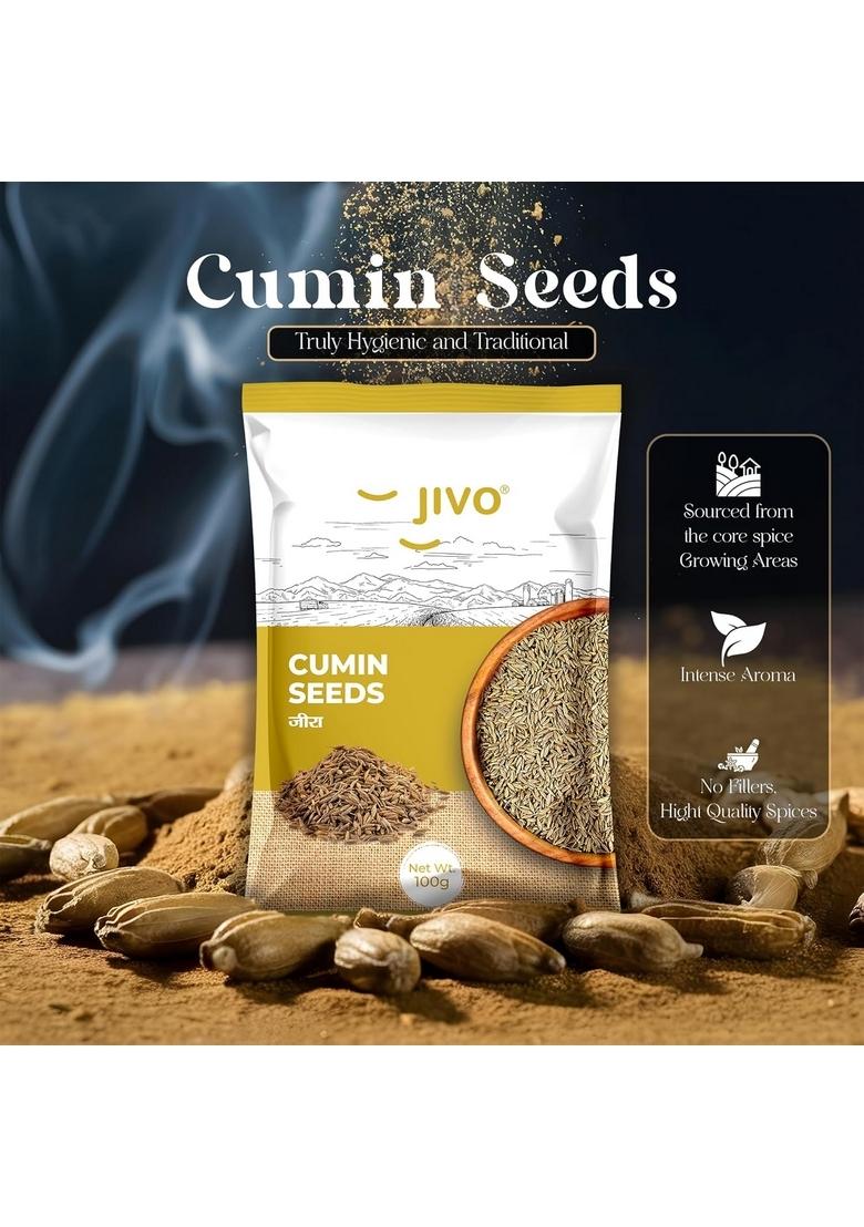 JIVO Cumin Seeds | Fresh, Aromatic & Natural Spice for Cooking No Added Colours or Preservatives Perfect Baking, Seasoning, and Flavoring Gluten-Free, Whole Jeera