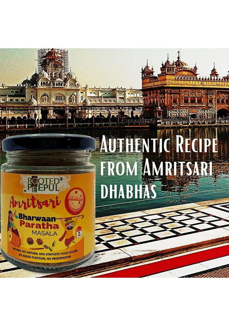 ROOTED PEEPUL Amritsari Bharwaan Paratha Masala| No Preservatives- 100% natural and pure ingredients| More Spice less Chilli| 75gm