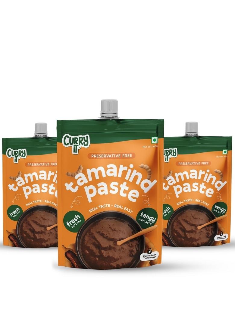 CURRYiT Tamarind Paste 100g (Pack of 3) | Rich & Tangy Imli Taste Authentic Flavour for Sambhar, Rasam Traditional Dishes Ready-to-Use Chutney Samosa, Pakoras Snacks No Preservatives