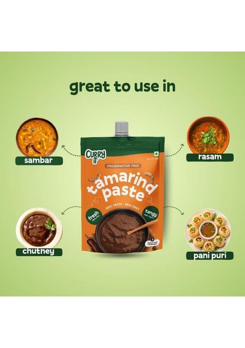 CURRYiT Tamarind Paste 100g (Pack of 3) | Rich & Tangy Imli Taste Authentic Flavour for Sambhar, Rasam Traditional Dishes Ready-to-Use Chutney Samosa, Pakoras Snacks No Preservatives