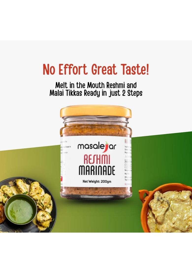 masalejar Ready to Cook Chicken & Paneer Reshmi Marinade Malai Tikka Masala Spice Mix 200gm Serves 5-6 | Veg Non-Veg Just No added Preservatives Pack of 1X200 Gram