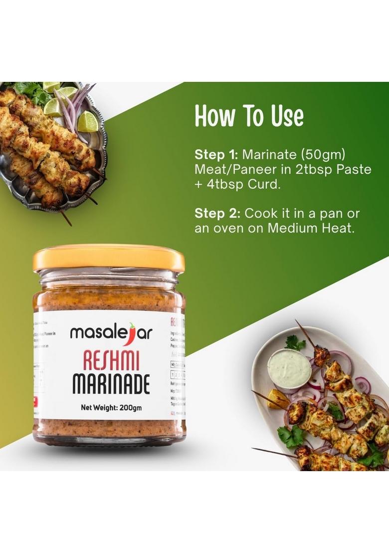 masalejar Ready to Cook Chicken & Paneer Reshmi Marinade Malai Tikka Masala Spice Mix 200gm Serves 5-6 | Veg Non-Veg Just No added Preservatives Pack of 1X200 Gram