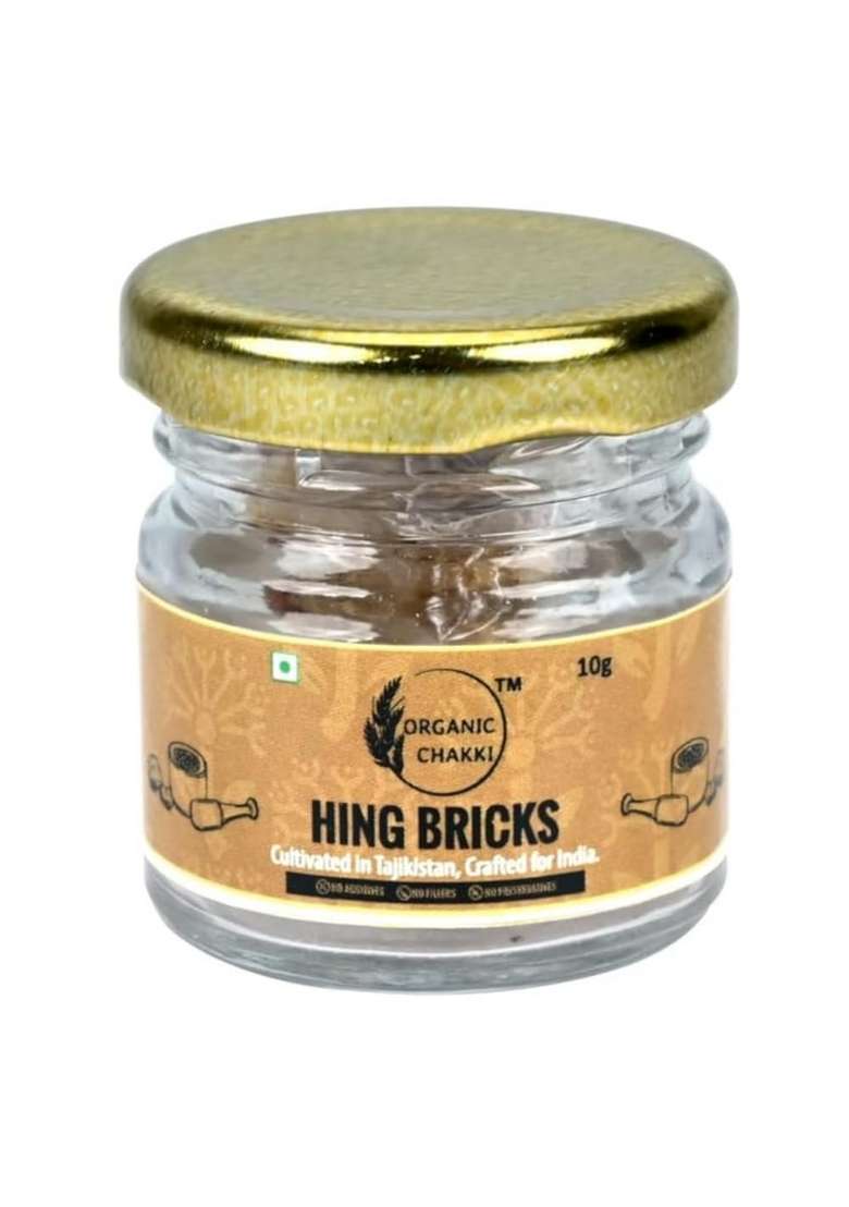 Organic Chakki Hing Bricks | 100% Pure Asafoetida Aromatic Indian Spice in 10g Glass Jar No Additives Natural Digestive Aid Non-GMO Origin - Indya