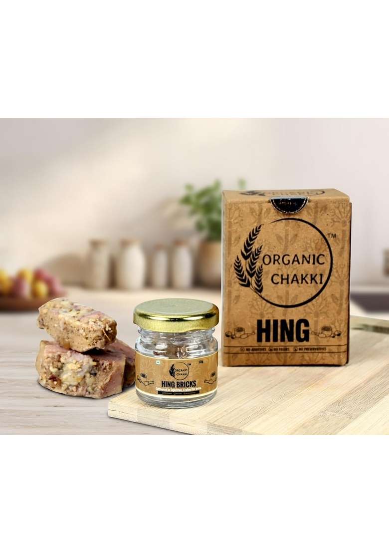 Organic Chakki Hing Bricks | 100% Pure Asafoetida Aromatic Indian Spice in 10g Glass Jar No Additives Natural Digestive Aid Non-GMO Origin - Indya