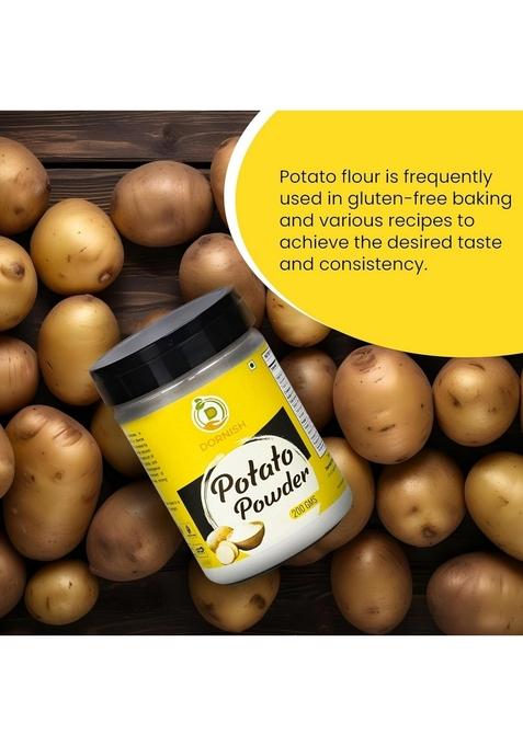 DORNISH STARCH AND ADDITIVES PRIVATE LIMITED Potato Powder 200 Gms Quality Dehydrated for Instant Cooking, Snacks, Gravies, Soups, Baking, Seasoning Mixes, Thickening Agent, Gluten-Free Meals & Culinary Use, Skin Care, Cooking / Gluten Free