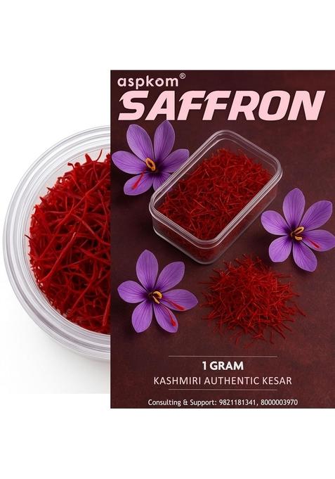 aspkom Kesar Saffron Original for Pregnancy Support, Women Health, Skin Glow | 1 Gram Grade A+++ Keshar (Kashmiri) Natural Wellness Expecting Mothers, Authentic Kashmir Jafran