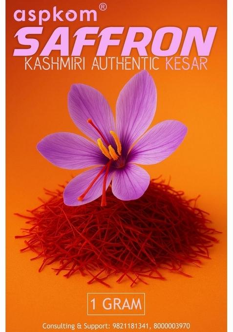 aspkom Kesar Saffron Original for Pregnancy Support, Women Health, Skin Glow | 1 Gram Grade A+++ Keshar (Kashmiri) Natural Wellness Expecting Mothers, Authentic Kashmir Jafran