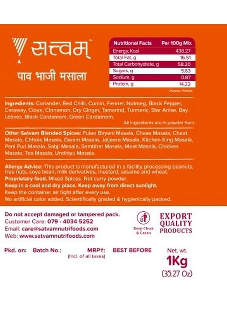 SATVAM Pav Bhaji Masala, 1kg Jar