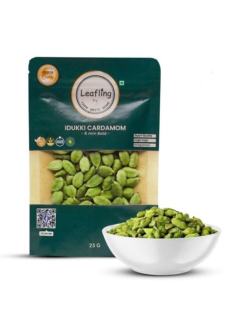 Leafling by Idukki Cardamom (Green Elaichi) Whole | 8mm Pure & Natural No Artificial Colours |25GM