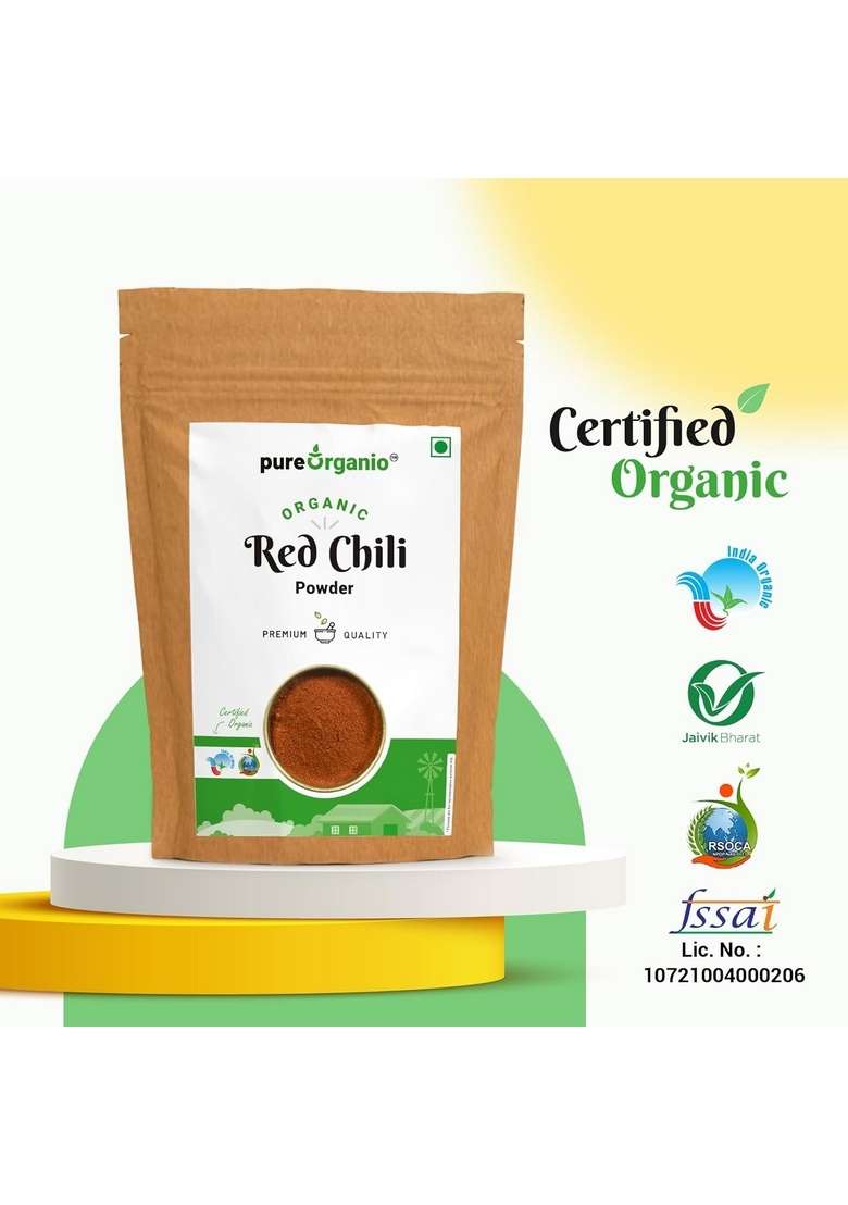 Pure Organio Organic Red Chilli Powder lal mirch chilly for daily cooking (350 Gm) - Indya