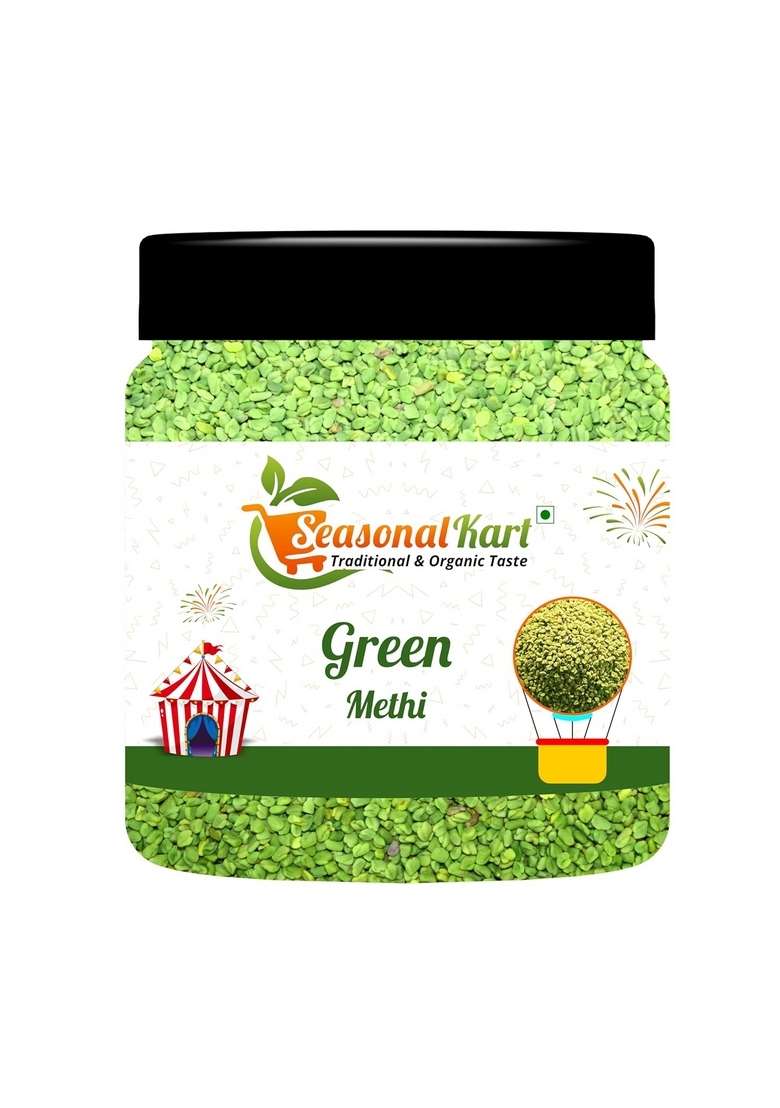 SEASONALKART Seasonal Kart Green Fenugreek Seeds Traditional Organic Hari Methi from Rajasthan India (400 GRAM) - Indya