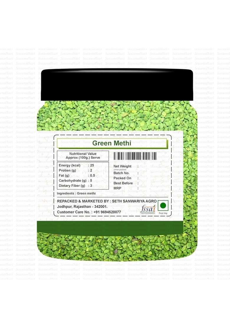 SEASONALKART Seasonal Kart Green Fenugreek Seeds Traditional Organic Hari Methi from Rajasthan India (400 GRAM) - Indya