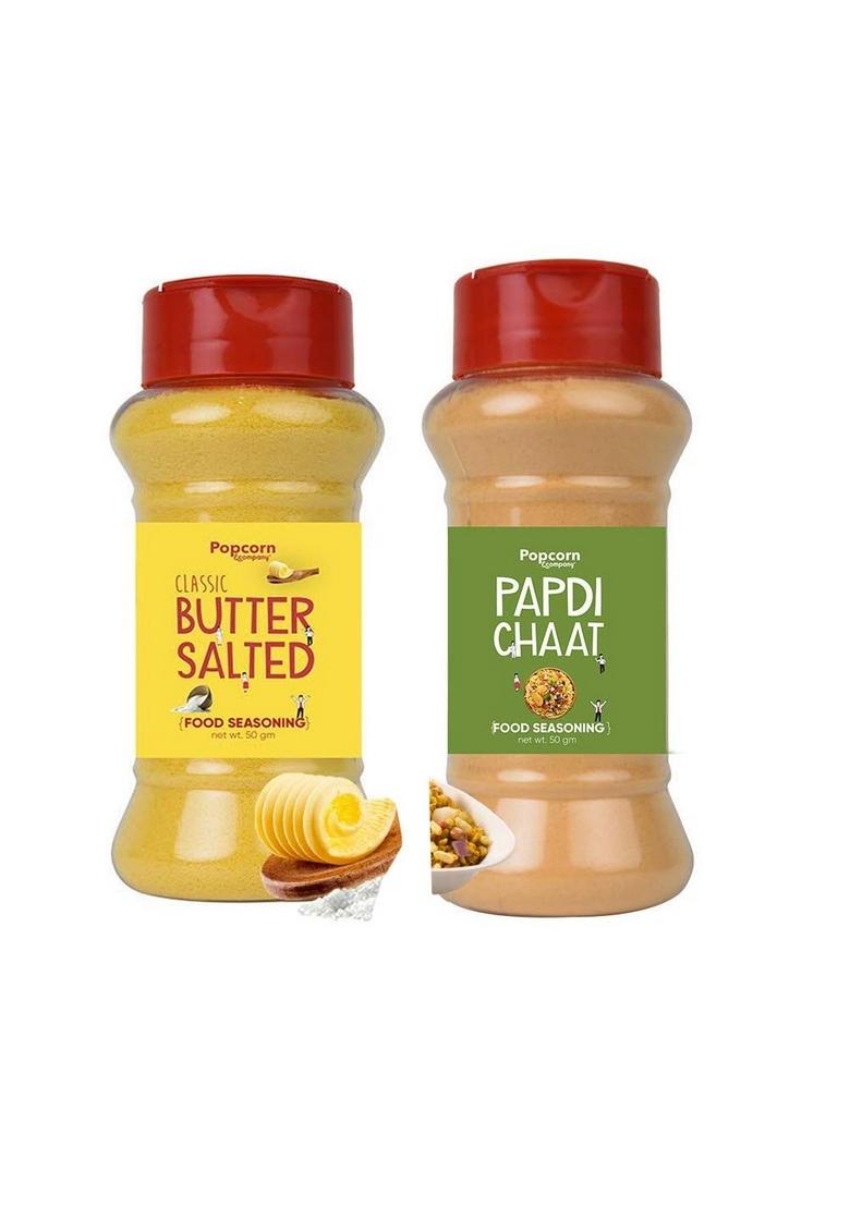 Popcorn & Company Classic Butter Salted Papdi Chaat Instant Seasoning Mix Combo Pack Made With Premium Spices Blend 100% Pure and Natural -100g ( 50 g Each)