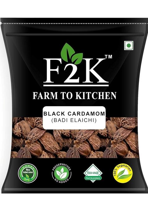 F2k Farm To Kitchen Badi Elaichi Black Cardamom 200 Grams-Kali The Secret Ingredient For Next-Level Curries, Whole Spices Cooking