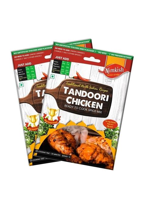 Nimkish Tandoori Chicken Spice Mix, Pack of 2, Ready to Cook Masala, 60g Each, Complete Premix