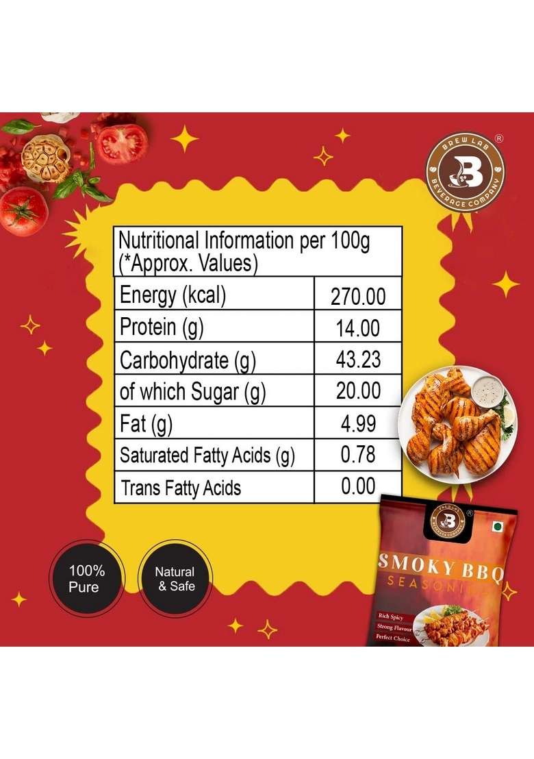 Brew Lab Smoky BBQ Seasoning Powder | Spicy Masala For Barbeque Starter (1 kg) - Indya