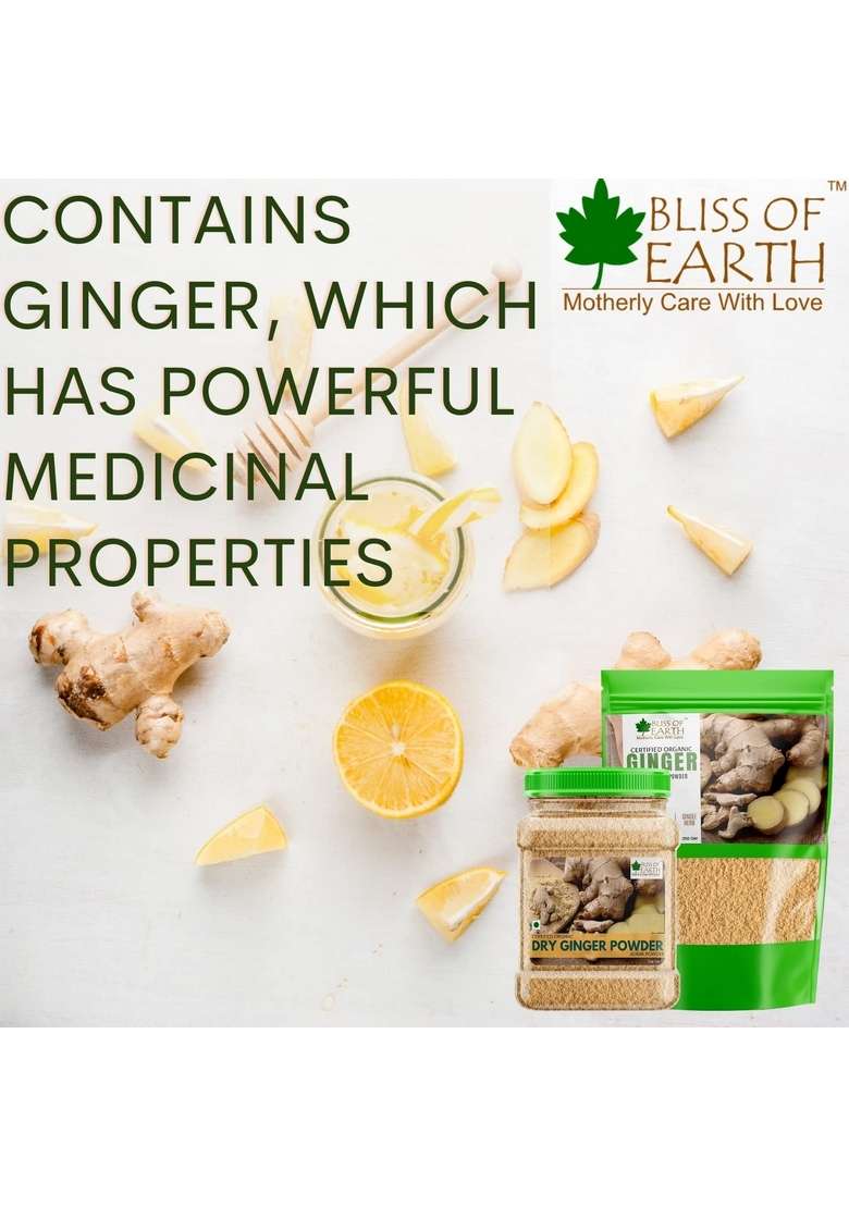 BLISS OF EARTH Certified Organic Ginger Powder Dry For Tea & Juice, Pure Antioxidant Super food, 250GM - Indya