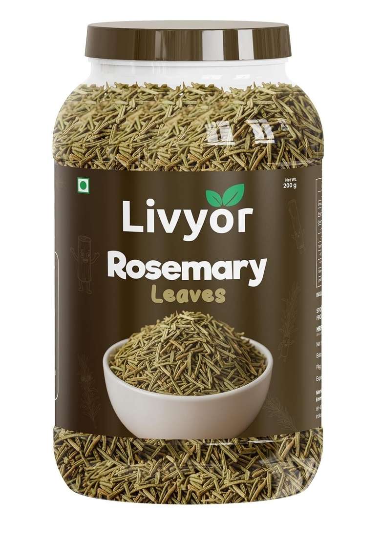 LIVYOR Dried Rosemary Leaves for Hair growth - 200 gm | 100% Natural Preservative Free and Color Pack of 1 - Indya