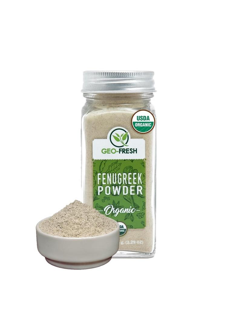 Geo-Fresh Organic Fenugreek Powder, 65g| Methi Powder|Rich in Anti-oxidants & Vitamins| For Healthy Hair Skin| 100% Organic, Non-GMO, USDA Certified, Jaivik Bharat Certified
