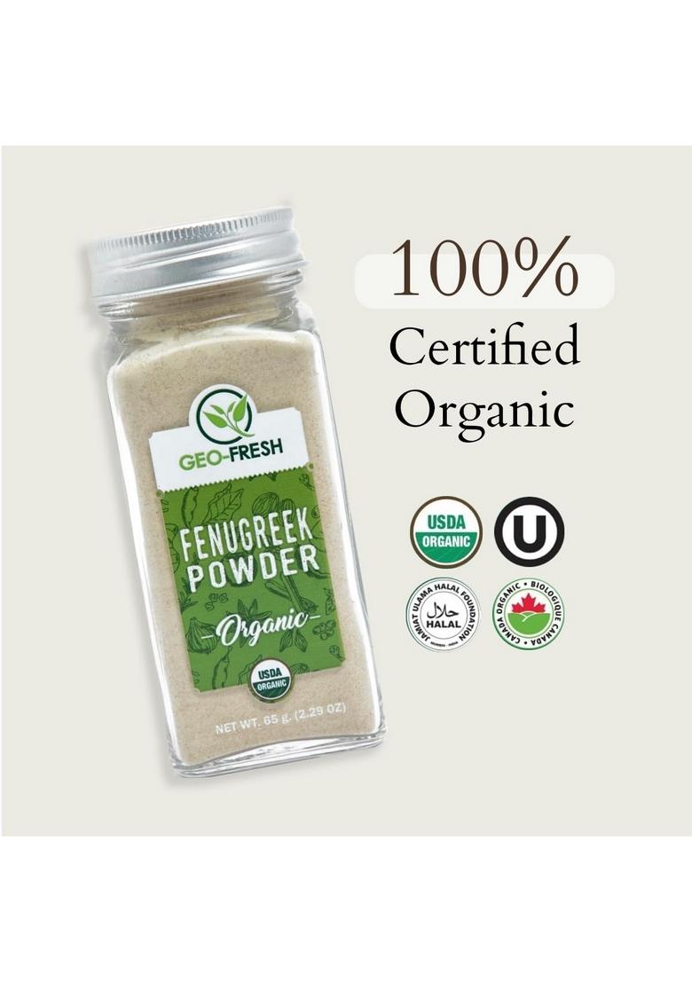 Geo-Fresh Organic Fenugreek Powder, 65g| Methi Powder|Rich in Anti-oxidants & Vitamins| For Healthy Hair Skin| 100% Organic, Non-GMO, USDA Certified, Jaivik Bharat Certified