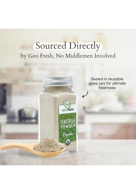 Geo-Fresh Organic Fenugreek Powder, 65g| Methi Powder|Rich in Anti-oxidants & Vitamins| For Healthy Hair Skin| 100% Organic, Non-GMO, USDA Certified, Jaivik Bharat Certified