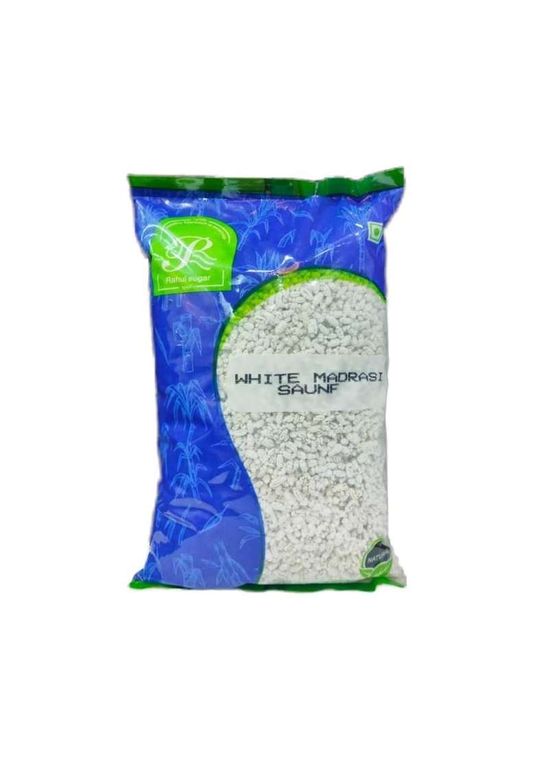 Rahul Sugar Grocery Connect Madrasi White Saunf (1Kg) Mouthfreshner | Refreshment Natural Peppermint Coated and Scented Fennel Seed Thandi Mint Thandai Mouth Freshener Mukhwas 1Kg - Indya