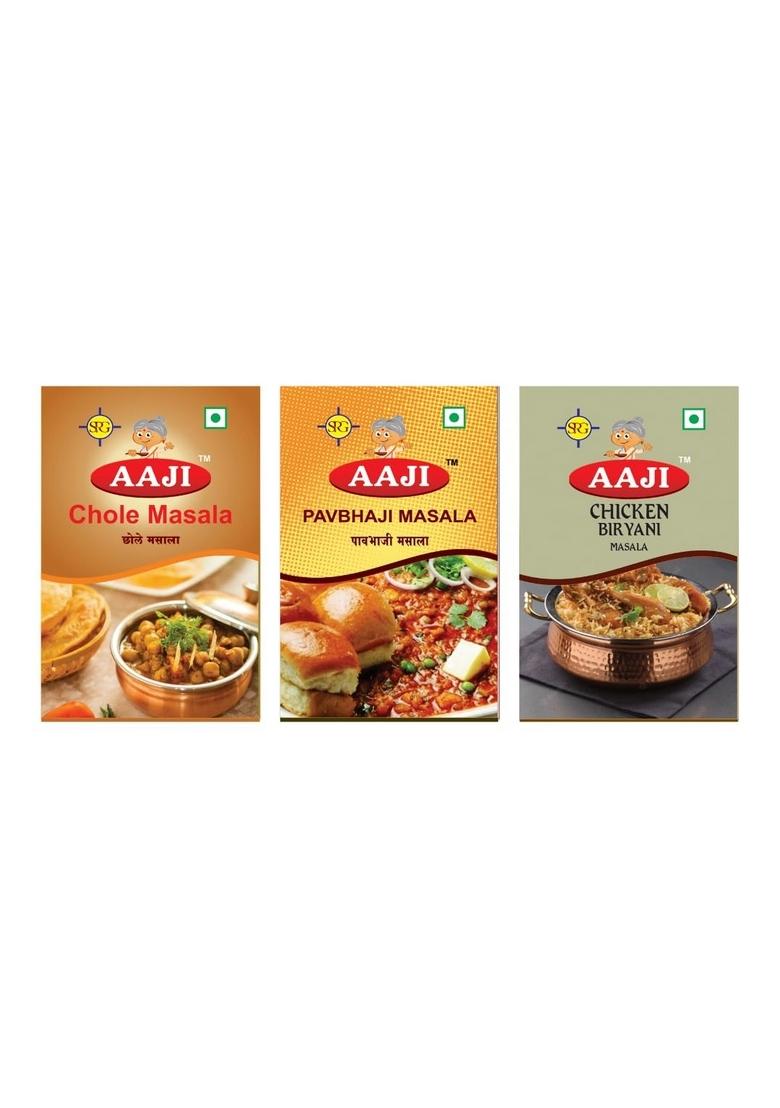 SPG AAJI Masale Flavour Fiesta Combo Chole, Pav Bhaji & Chicken Biryani Masala 100g Each (Pack of 3)